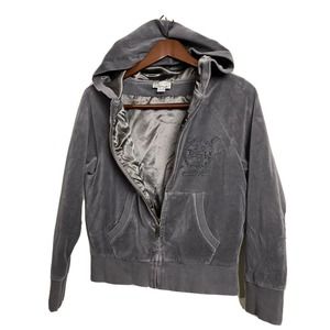 Vintage Ed Hardy Velour Sweatshirt Hoodie Zip Jacket Size S Y2K Juicy Style Felt